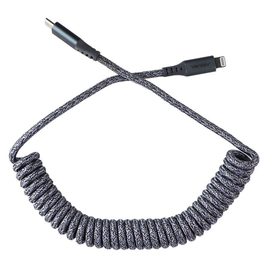 Ventev (3-Foot) Tangle-Free Charge/Sync Helix Coiled USB-C to 8-Pin Cable - Gray
