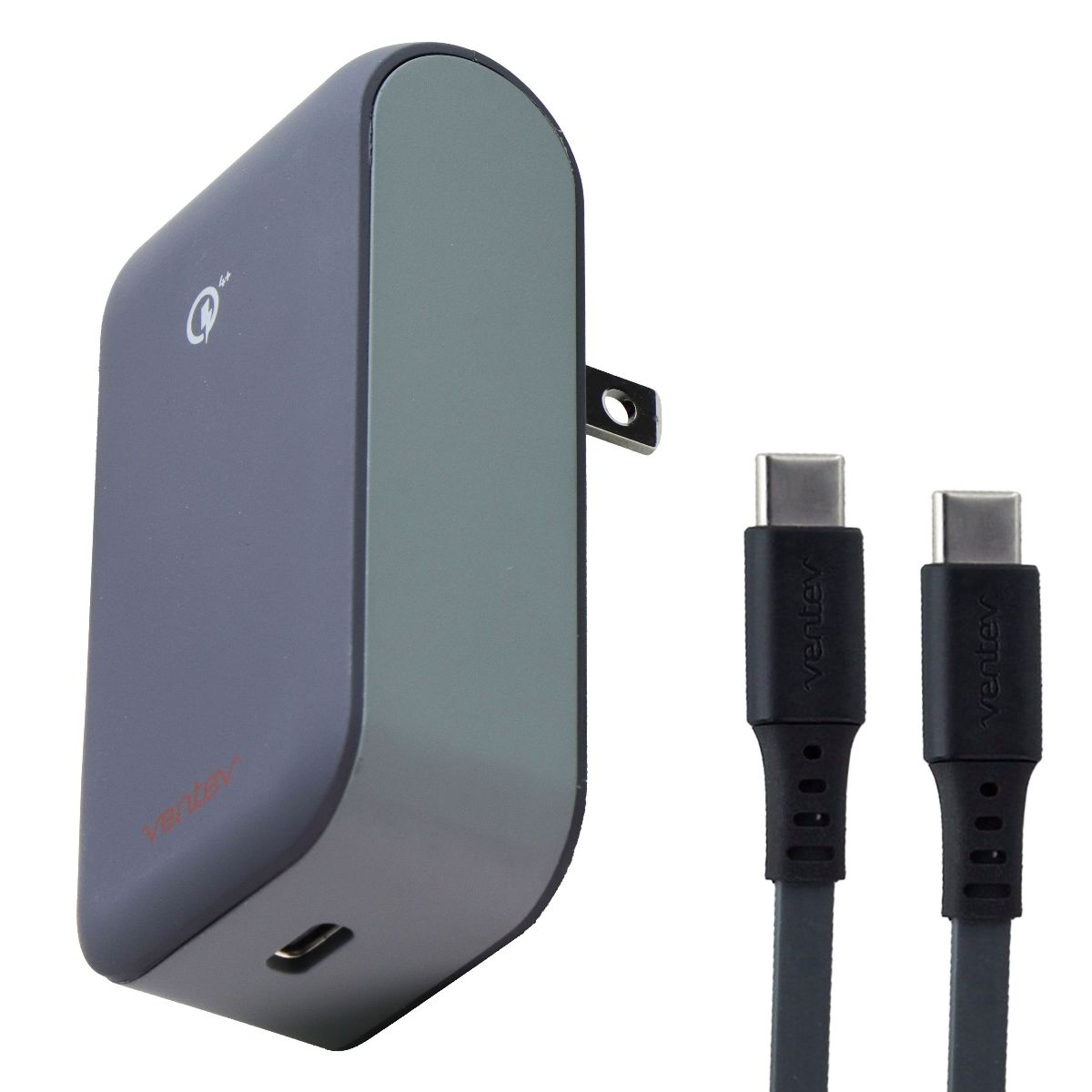 Ventev Wallport 27W USB-C Charger + (USB-C to USB-C Cable) Combo - Gray Cell Phone - Chargers & Cradles Ventev - Simple Cell Bulk Wholesale Pricing - USA Seller