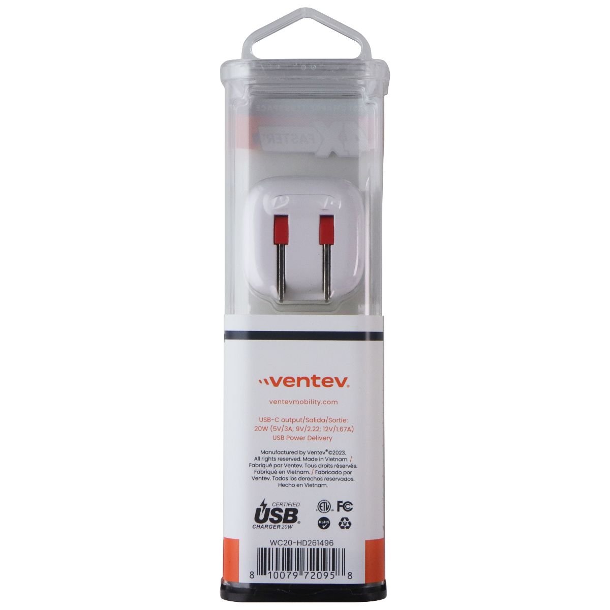 Ventev 20W USB-C Ultrafast Charge Mini Wall Charger with Foldable Prongs - Gray Cell Phone - Chargers & Cradles Ventev - Simple Cell Bulk Wholesale Pricing - USA Seller