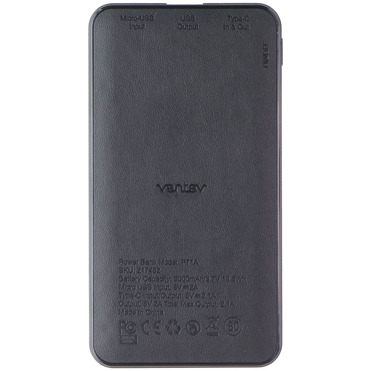 Ventev (5000mAh) Dual-Port Portable Battery - Heather Gray (PWRCEL5PGVNV) Cell Phone - Chargers & Cradles Ventev - Simple Cell Bulk Wholesale Pricing - USA Seller