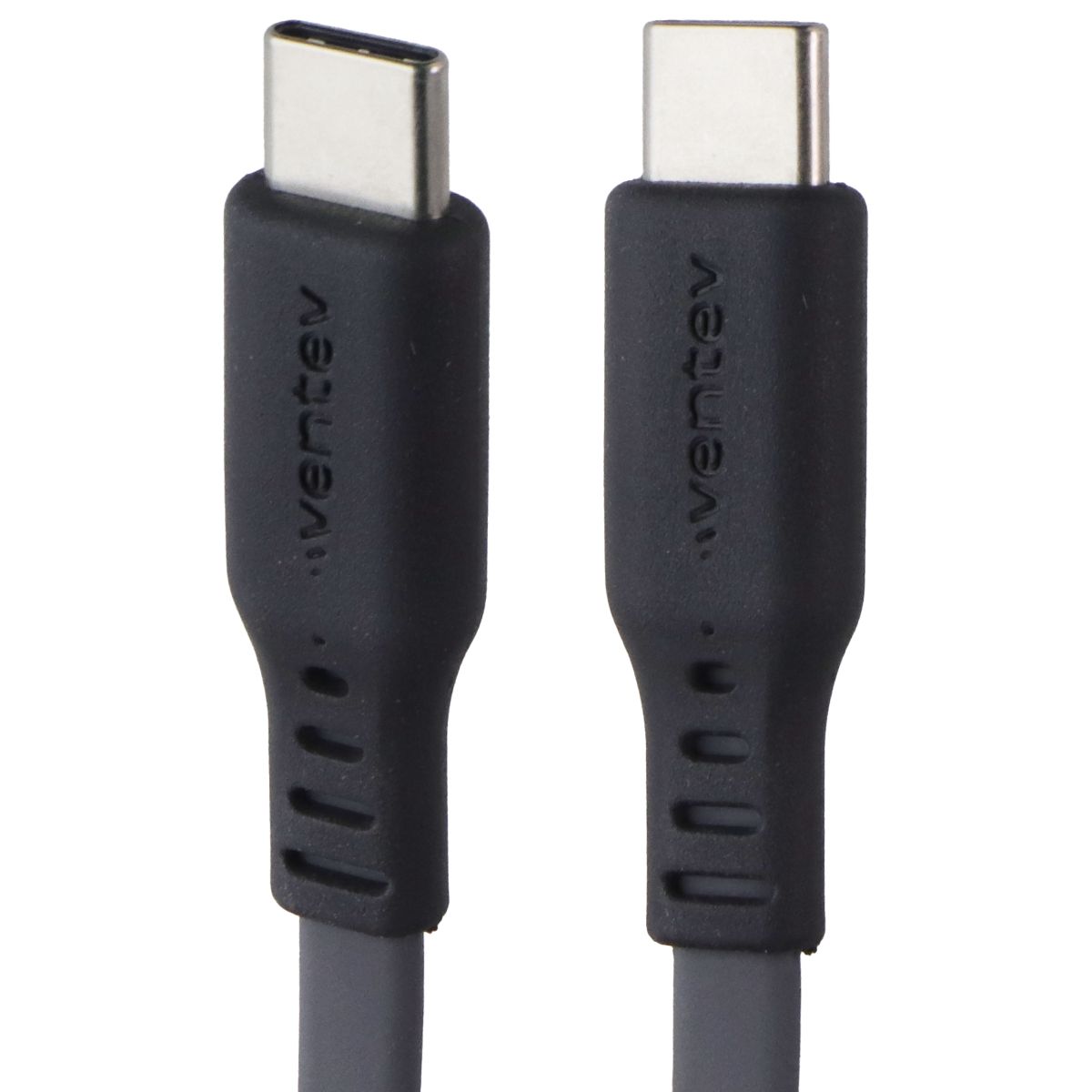 Ventev (6 Foot) USB-C to USB-C Flat Charge and Sync Cable - Gray Cell Phone - Cables & Adapters Ventev - Simple Cell Bulk Wholesale Pricing - USA Seller