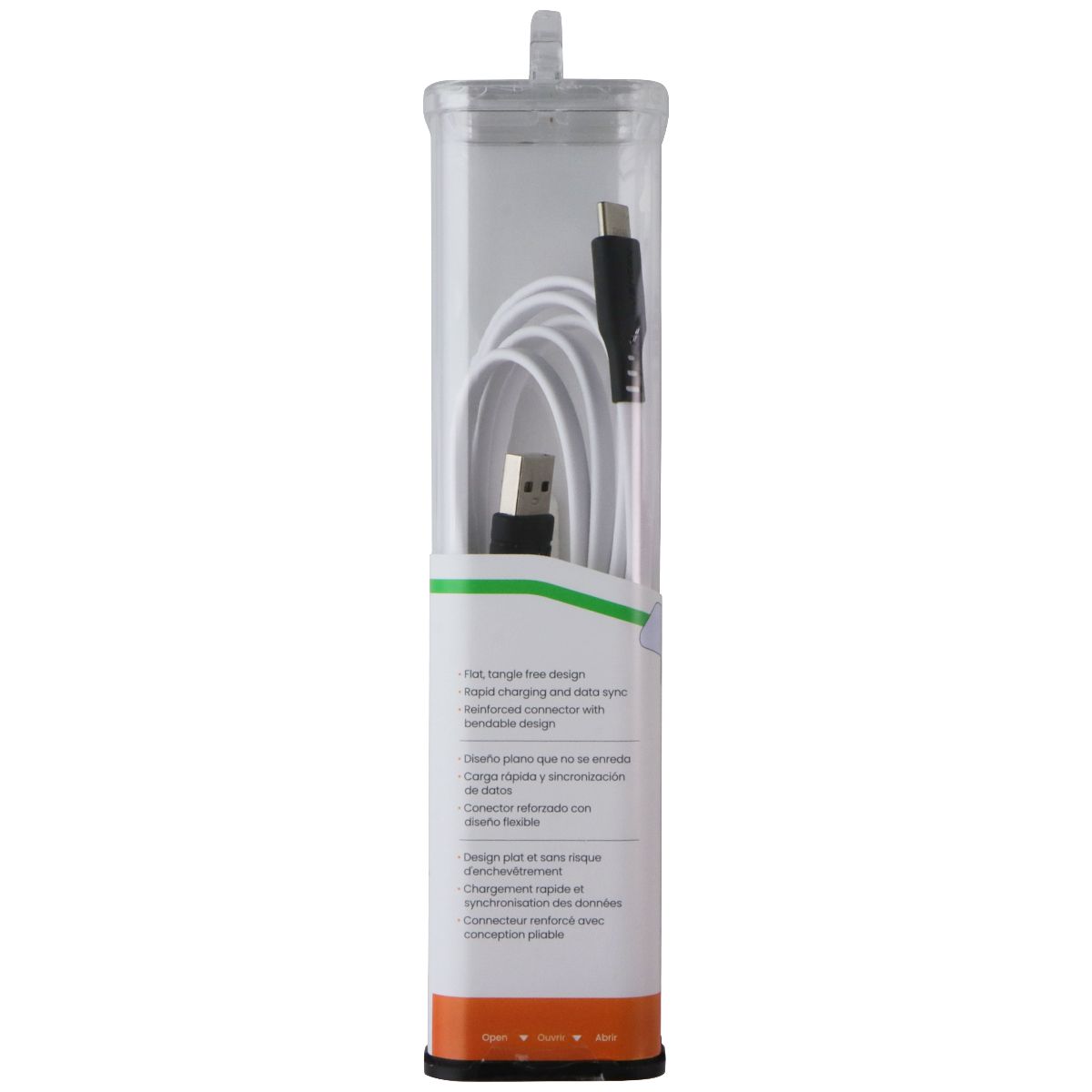 Ventev (6-Foot) ChargeSync Flat Cable - USB-A to USB-C - White (FC6-WHT256531) Cell Phone - Cables & Adapters Ventev - Simple Cell Bulk Wholesale Pricing - USA Seller