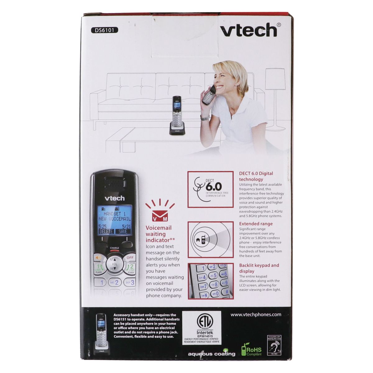VTech DS6101 Accessory Handset for DS6111, DS6121 & DS6151 Cordless Systems Home Telephones & Accessories - Cordless Telephones & Handsets Vtech - Simple Cell Bulk Wholesale Pricing - USA Seller