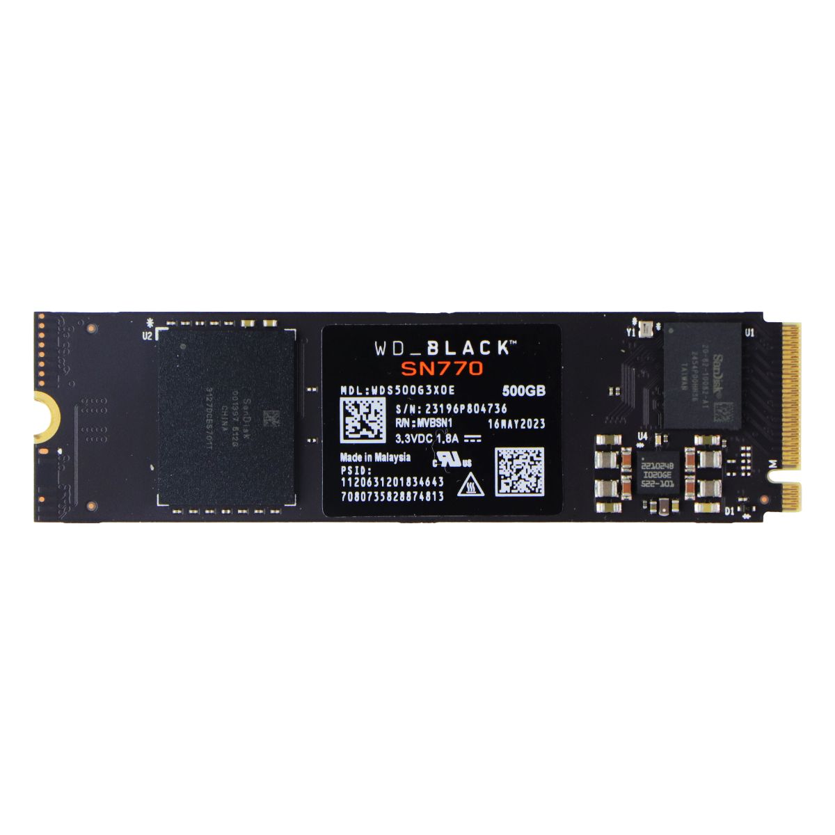 Western Digital (500GB) WD_BLACK M.2 2280 SN770 PCIe Gen4 NVMe SSD (WDS500G3X0E) Digital Storage - Solid State Drives Western Digital - Simple Cell Bulk Wholesale Pricing - USA Seller
