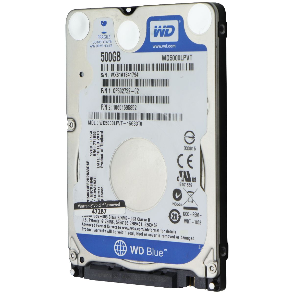Western Digital Blue 2.5-inch SATAII Hard Drive - 500GB / WD5000LPVT / 5400RPM Digital Storage - Internal Hard Disk Drives, HDD Western Digital - Simple Cell Bulk Wholesale Pricing - USA Seller