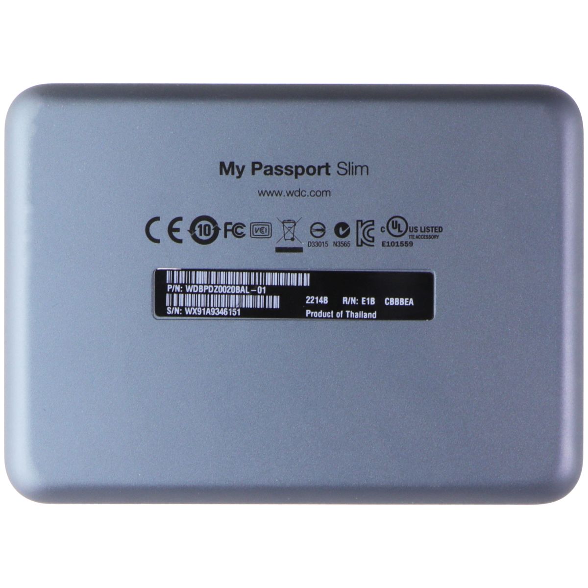 WD My Passport Slim (2TB) Portable Metal External Hard Drive USB 3.0 - Silver Digital Storage - External Hard Disk Drives, HDD Western Digital - Simple Cell Bulk Wholesale Pricing - USA Seller