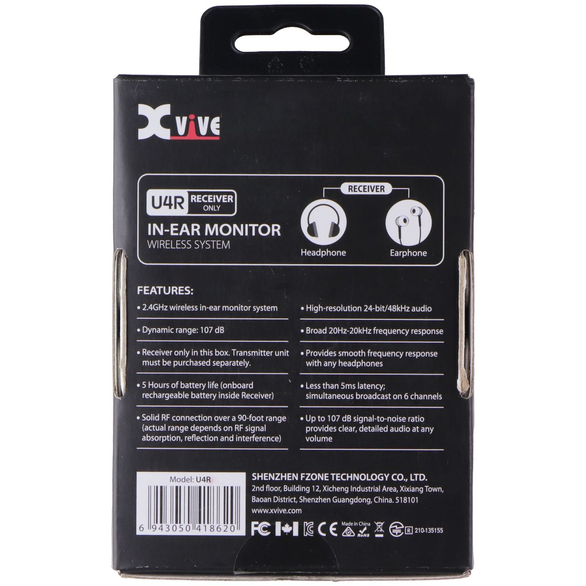 Xvive U4R Wireless In-Ear Monitor System Receiver TV, Video & Audio Accessories - Other TV, Video & Audio Accs Xvive - Simple Cell Bulk Wholesale Pricing - USA Seller