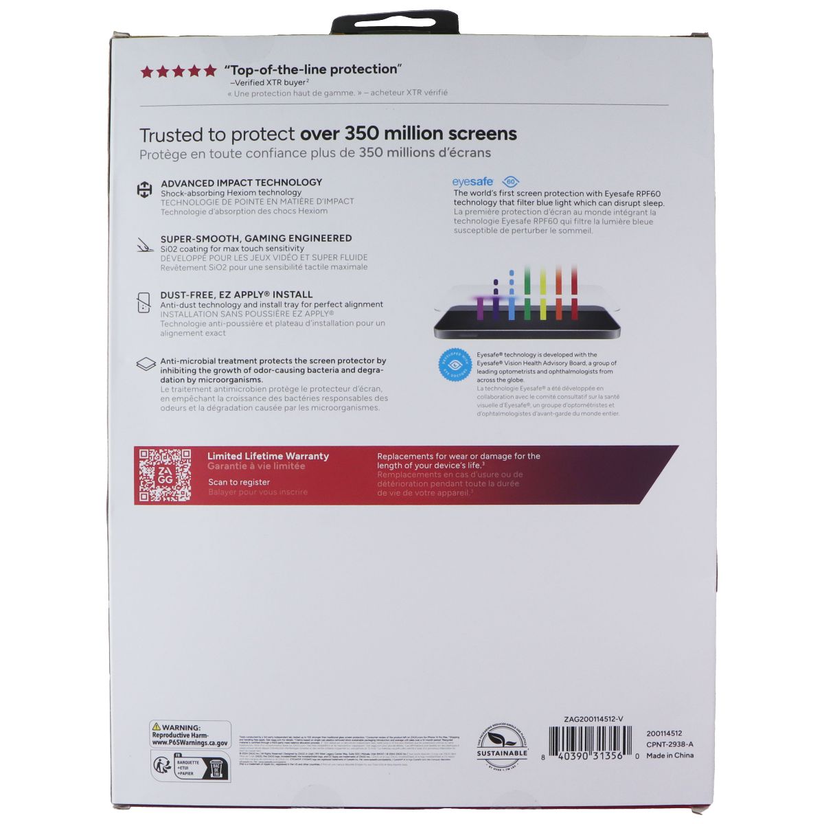 ZAGG XTR3 Tempered Glass for Apple iPad Air 11-inch (M2, 2024) - Clear iPad/Tablet Accessories - Screen Protectors Zagg - Simple Cell Bulk Wholesale Pricing - USA Seller