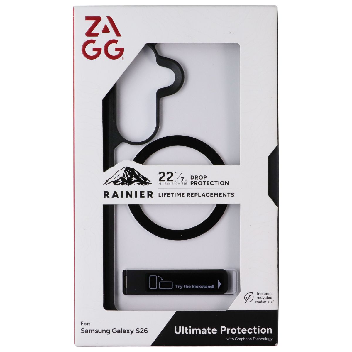 ZAGG Rainier Snap Series Kickstand MagSafe Case for Samsung Galaxy S26 - Black