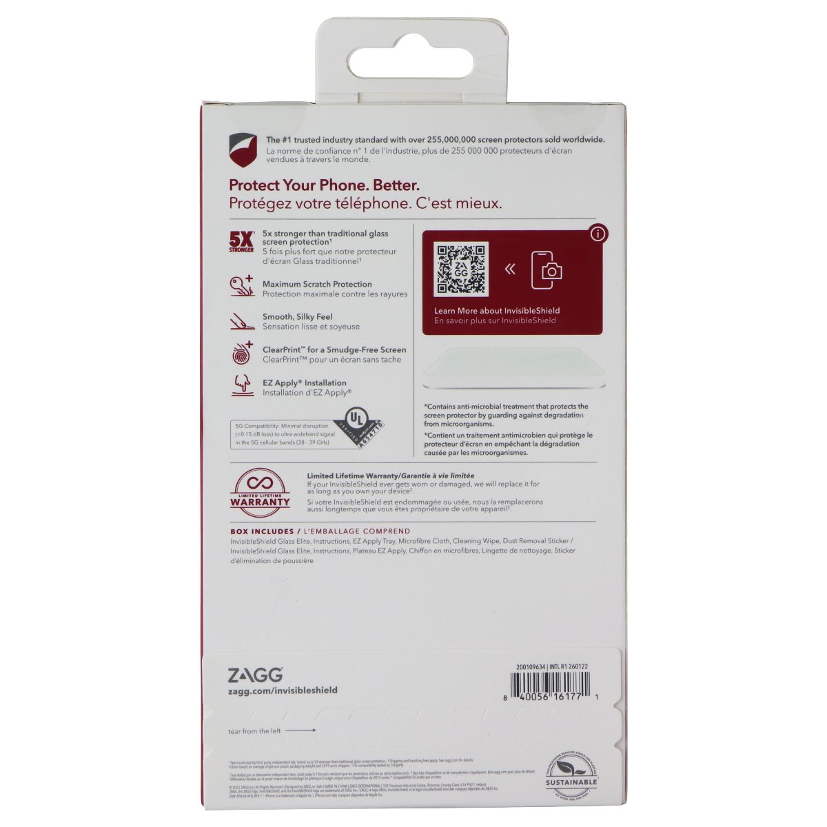 ZAGG Glass Elite Screen Protector for Apple iPhone SE (2nd/3rd Gen)/8/7/6s/6 Cell Phone - Screen Protectors Zagg - Simple Cell Bulk Wholesale Pricing - USA Seller