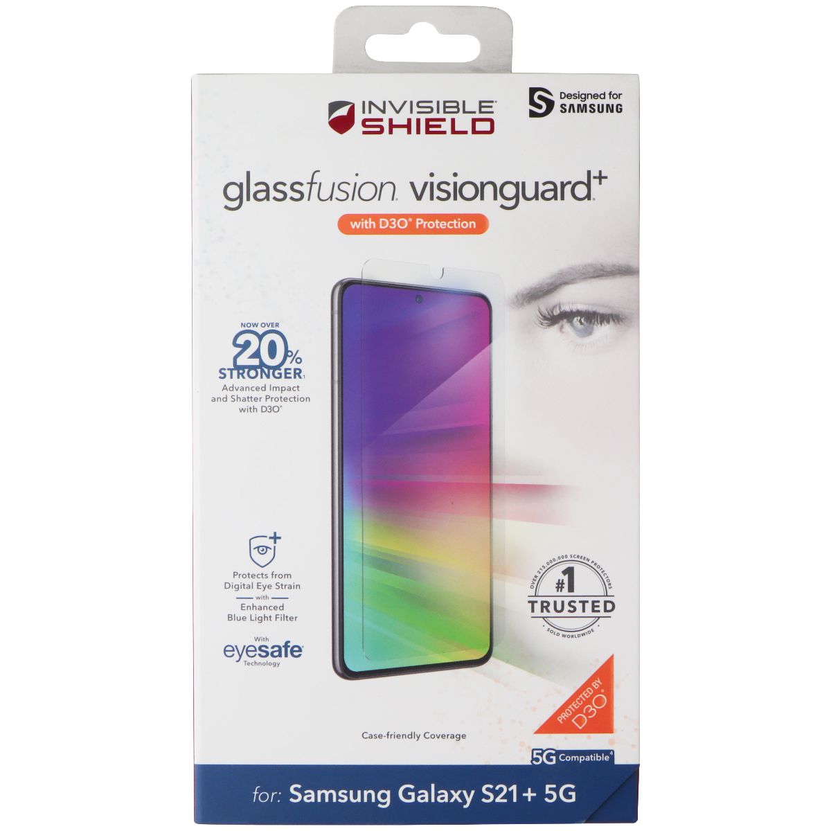 ZAGG InvisibleShield GlassFusion VisionGuard+ D30 Screen for Galaxy S21+ 5G Cell Phone - Screen Protectors Zagg - Simple Cell Bulk Wholesale Pricing - USA Seller