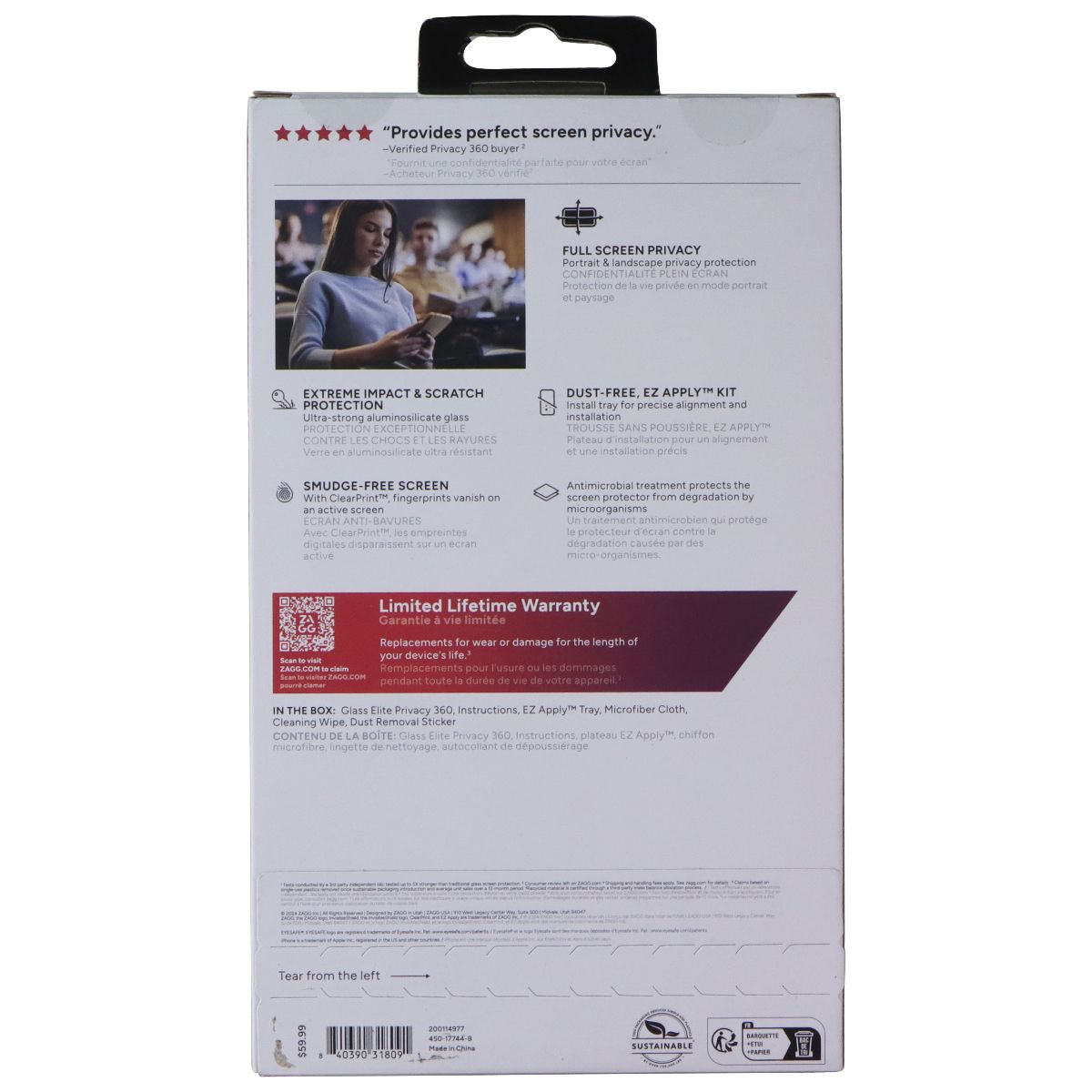 ZAGG Invisible Shield 4-Way Privacy 360 Screen Protector for iPhone 16 Pro Max Cell Phone - Screen Protectors Zagg - Simple Cell Bulk Wholesale Pricing - USA Seller