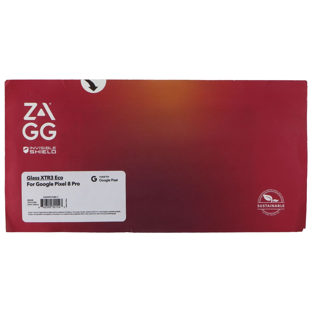 Zagg Glass XTR3 Eco For Google Pixel 8 Pro Cell Phone - Screen Protectors Zagg    - Simple Cell Bulk Wholesale Pricing - USA Seller