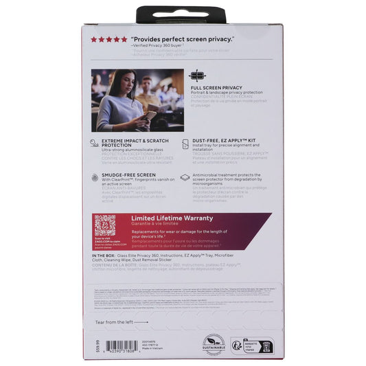 ZAGG Glass Elite Privacy 360 Screen Protector for Apple iPhone 16 Pro Cell Phone - Screen Protectors Zagg - Simple Cell Bulk Wholesale Pricing - USA Seller