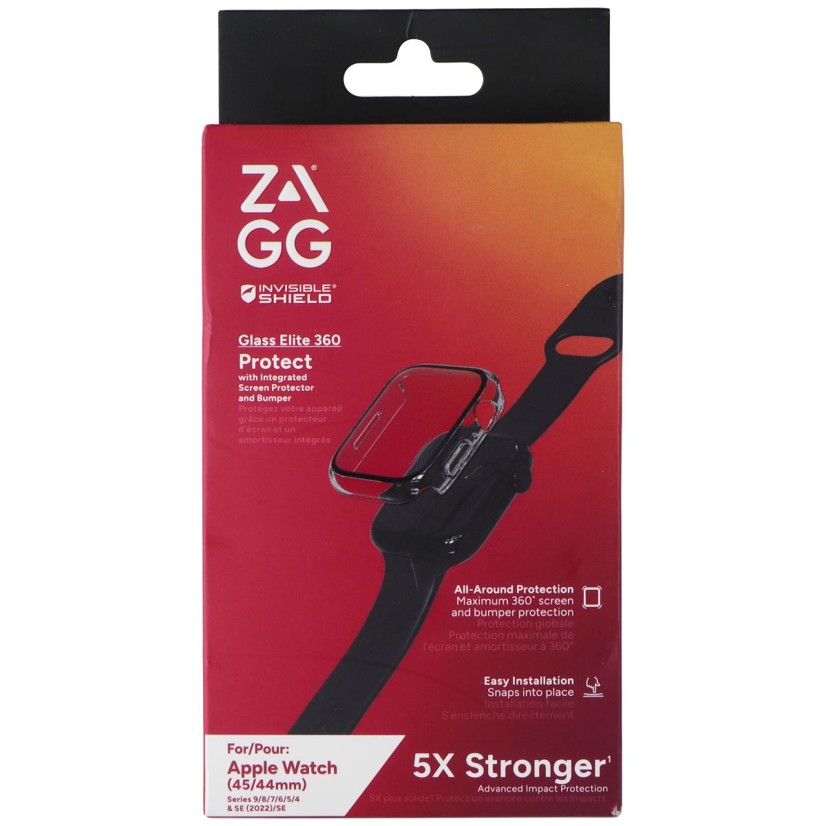 ZAGG Glass Elite 360 Bumper & Screen Protector for Apple Watch 45/44mm Smart Watch Accessories - Screen Protectors Zagg - Simple Cell Bulk Wholesale Pricing - USA Seller