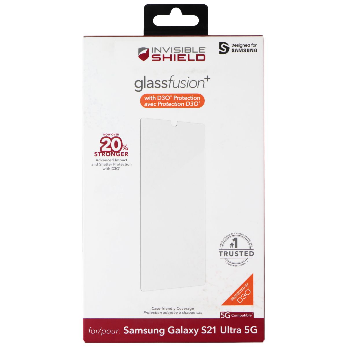 ZAGG InvisibleShield GlassFusion+ for Samsung Galaxy S21 Ultra 5G Cell Phone - Mounts & Holders Zagg - Simple Cell Bulk Wholesale Pricing - USA Seller
