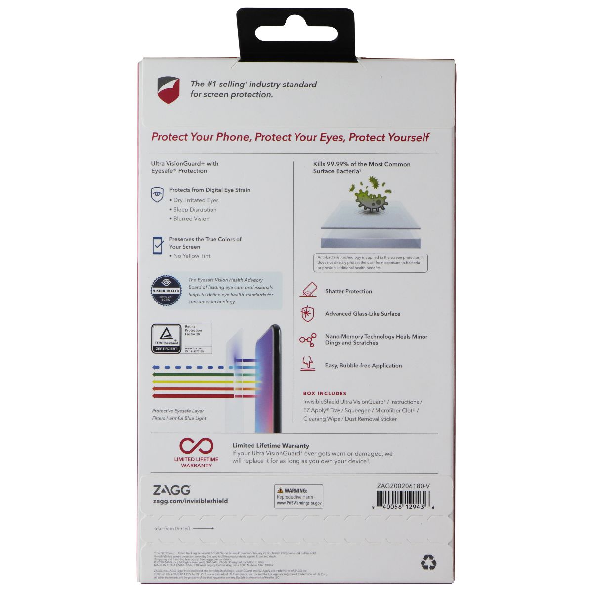 ZAGG InvisibleShield (Ultra VisionGuard+) Screen Protector for LG Velvet 5G UW Cell Phone - Screen Protectors Zagg - Simple Cell Bulk Wholesale Pricing - USA Seller
