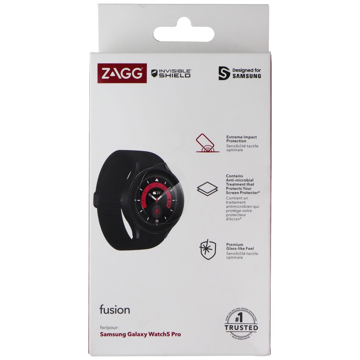 ZAGG InvisibleShield Fusion Screen Protector for Samsung Galaxy Watch5 Pro Smart Watch Accessories - Screen Protectors Zagg - Simple Cell Bulk Wholesale Pricing - USA Seller