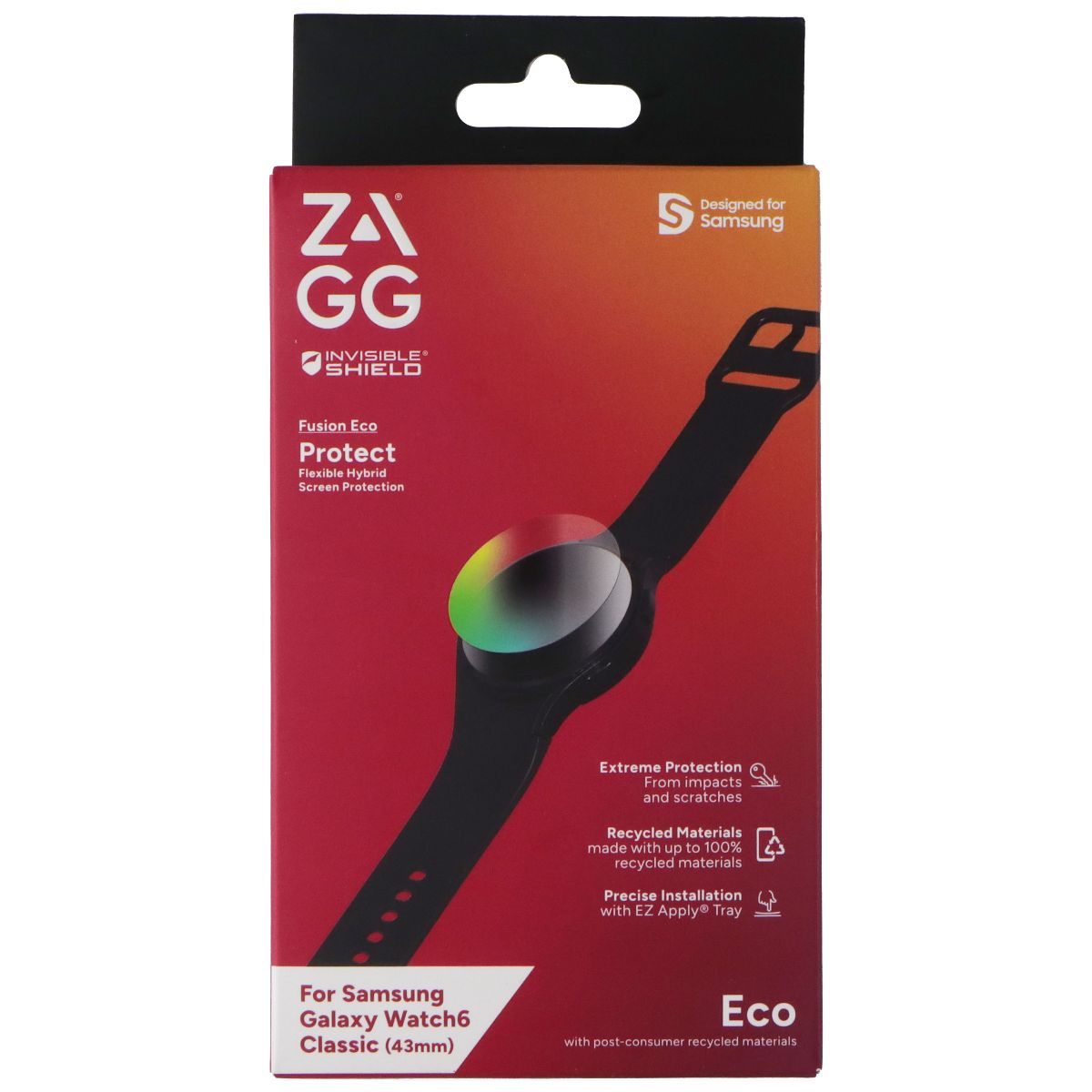 ZAGG InvisibleShield Fusion Eco Protect for Samsung Galaxy Watch6 Classic (43mm) Smart Watch Accessories - Screen Protectors Zagg    - Simple Cell Bulk Wholesale Pricing - USA Seller