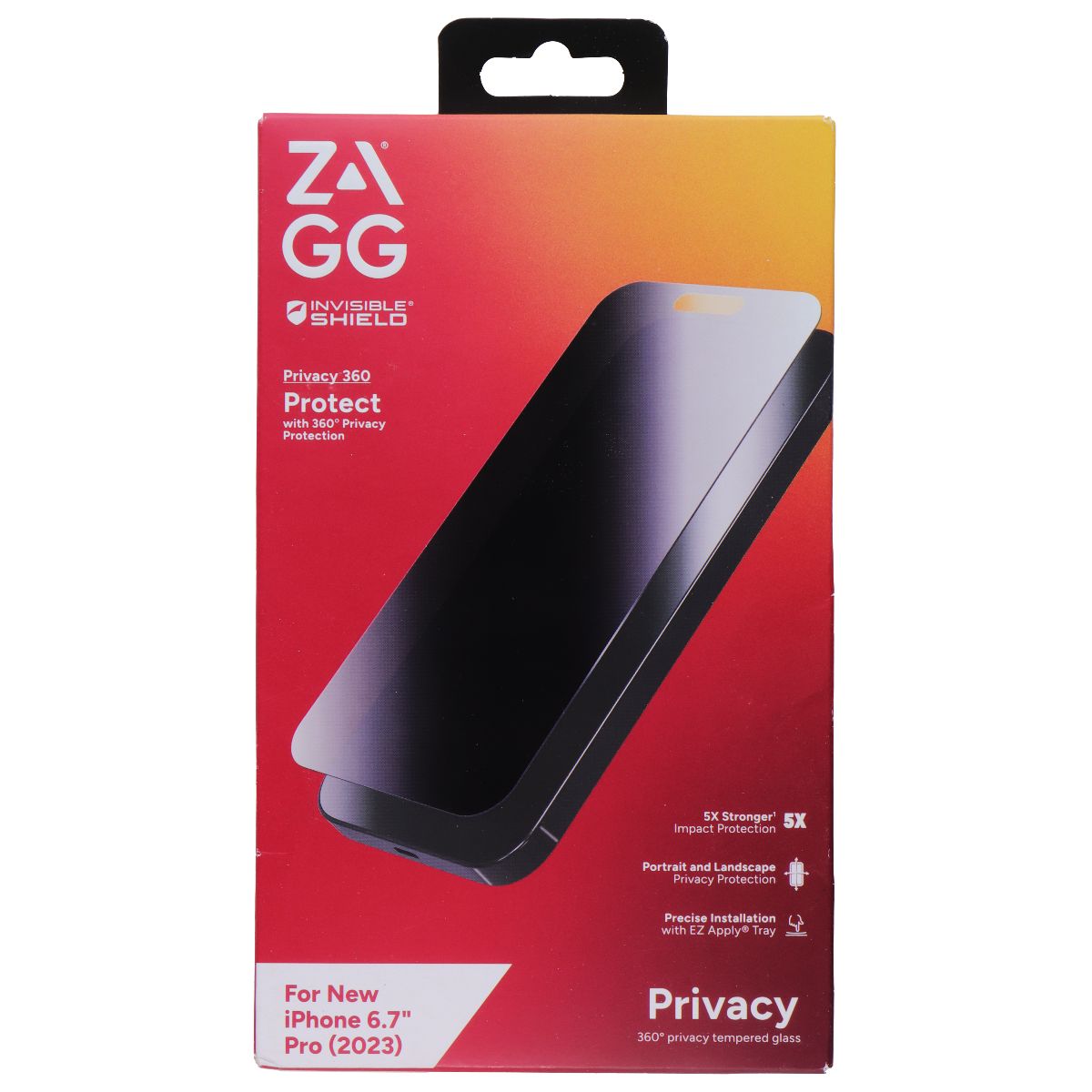 ZAGG Invisible Shield Privacy 360 Protect Screen Protector for iPhone 15 Pro Max Cell Phone - Screen Protectors Zagg - Simple Cell Bulk Wholesale Pricing - USA Seller
