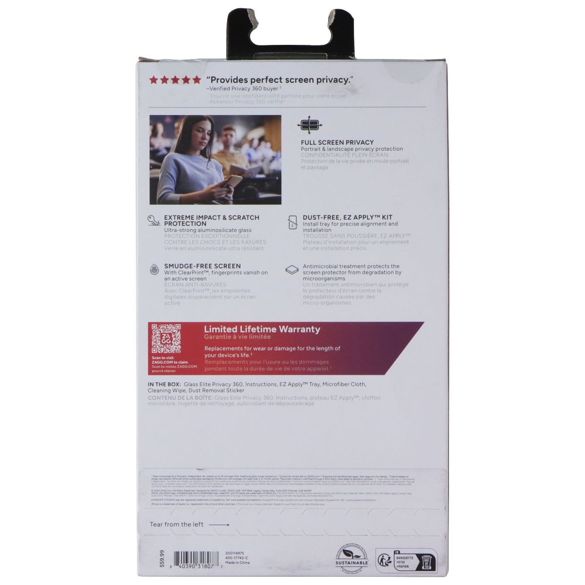 ZAGG InvisibleShield 4-Way Privacy Screen Protector for iPhone 16 Plus/15 Plus Cell Phone - Screen Protectors Zagg - Simple Cell Bulk Wholesale Pricing - USA Seller