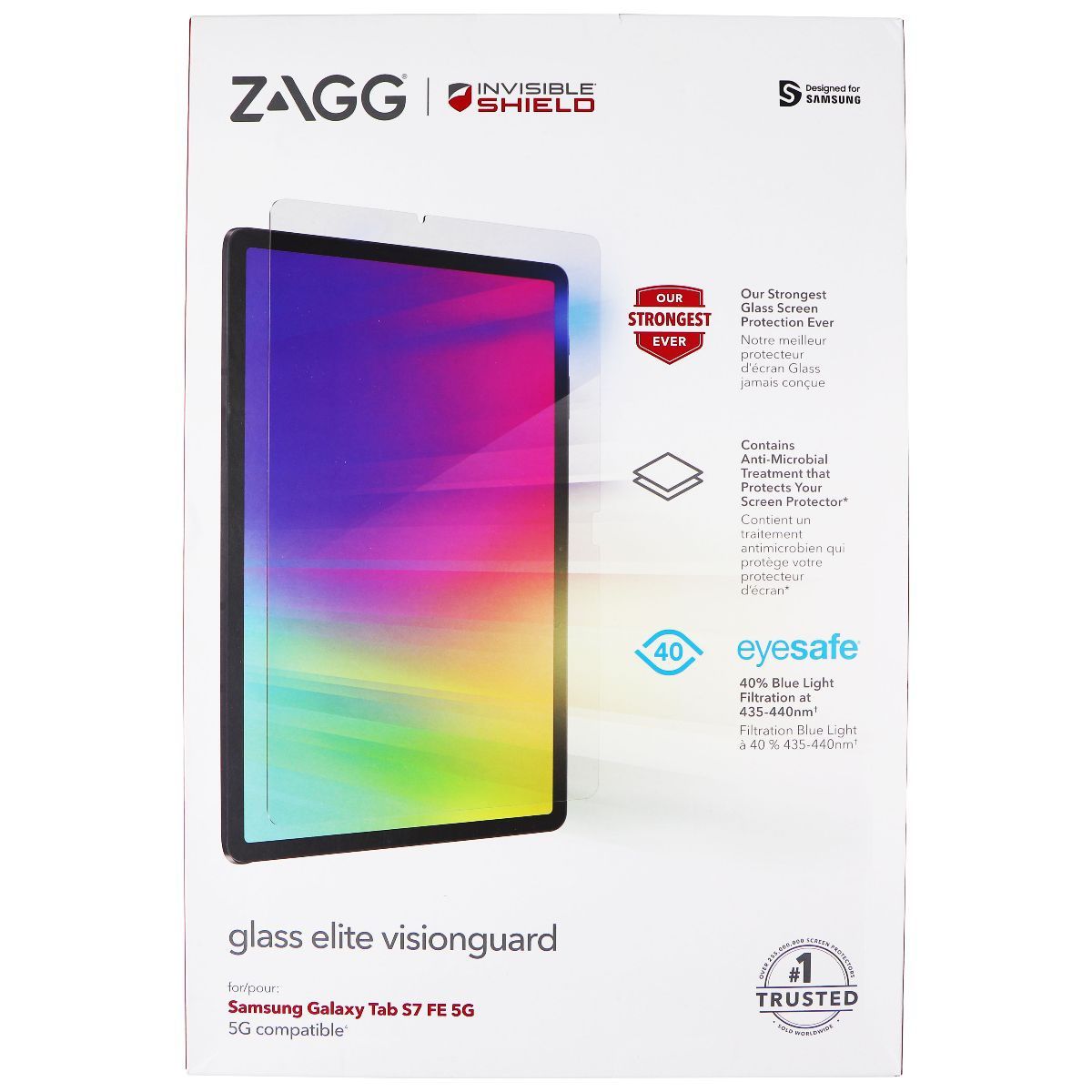 ZAGG Glass Elite VisionGuard Screen Protector for Samsung Galaxy Tab S7 FE 5G iPad/Tablet Accessories - Screen Protectors Zagg    - Simple Cell Bulk Wholesale Pricing - USA Seller