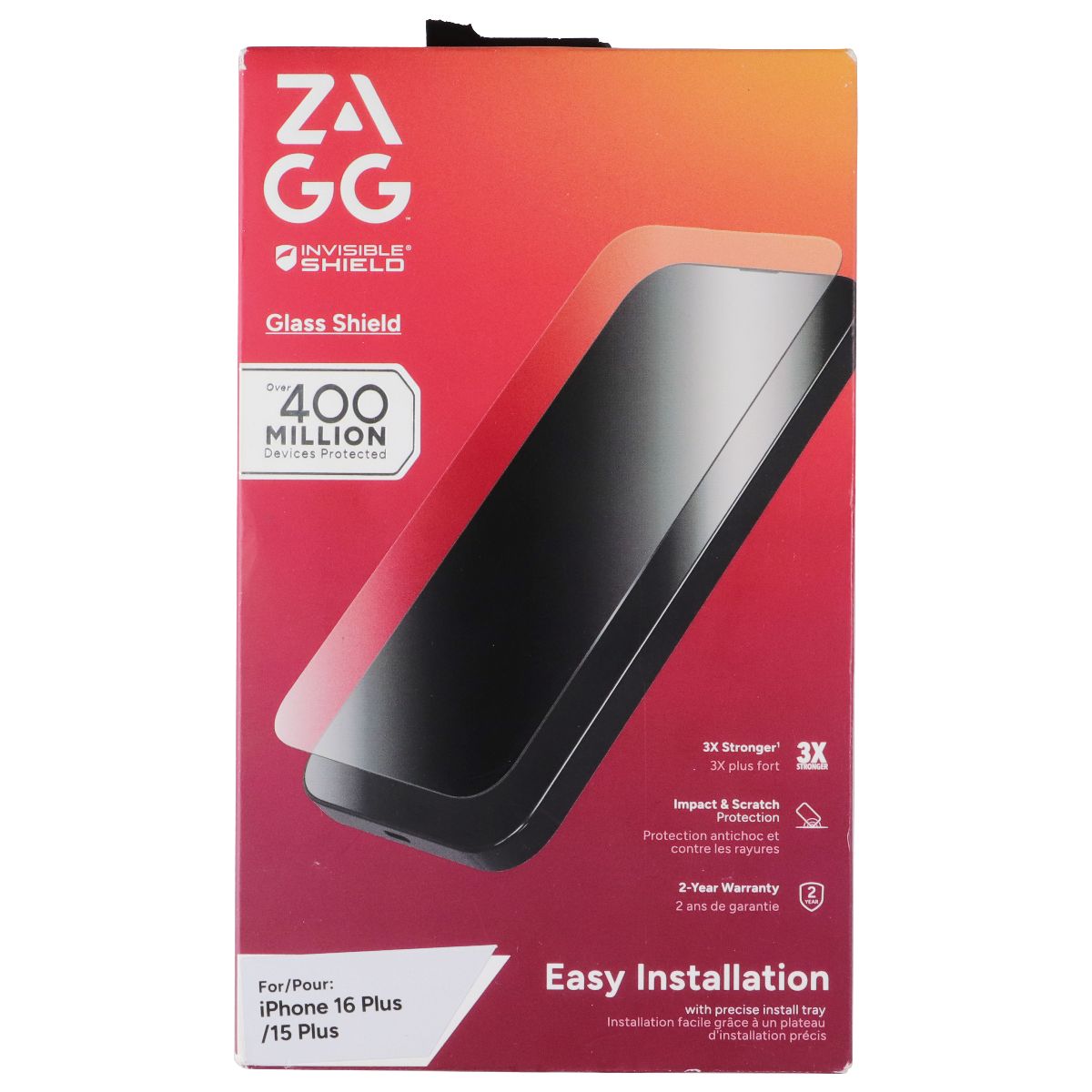 ZAGG Invisible Shield Glass Shield Screen Protector for iPhone 16 Plus/15 Plus