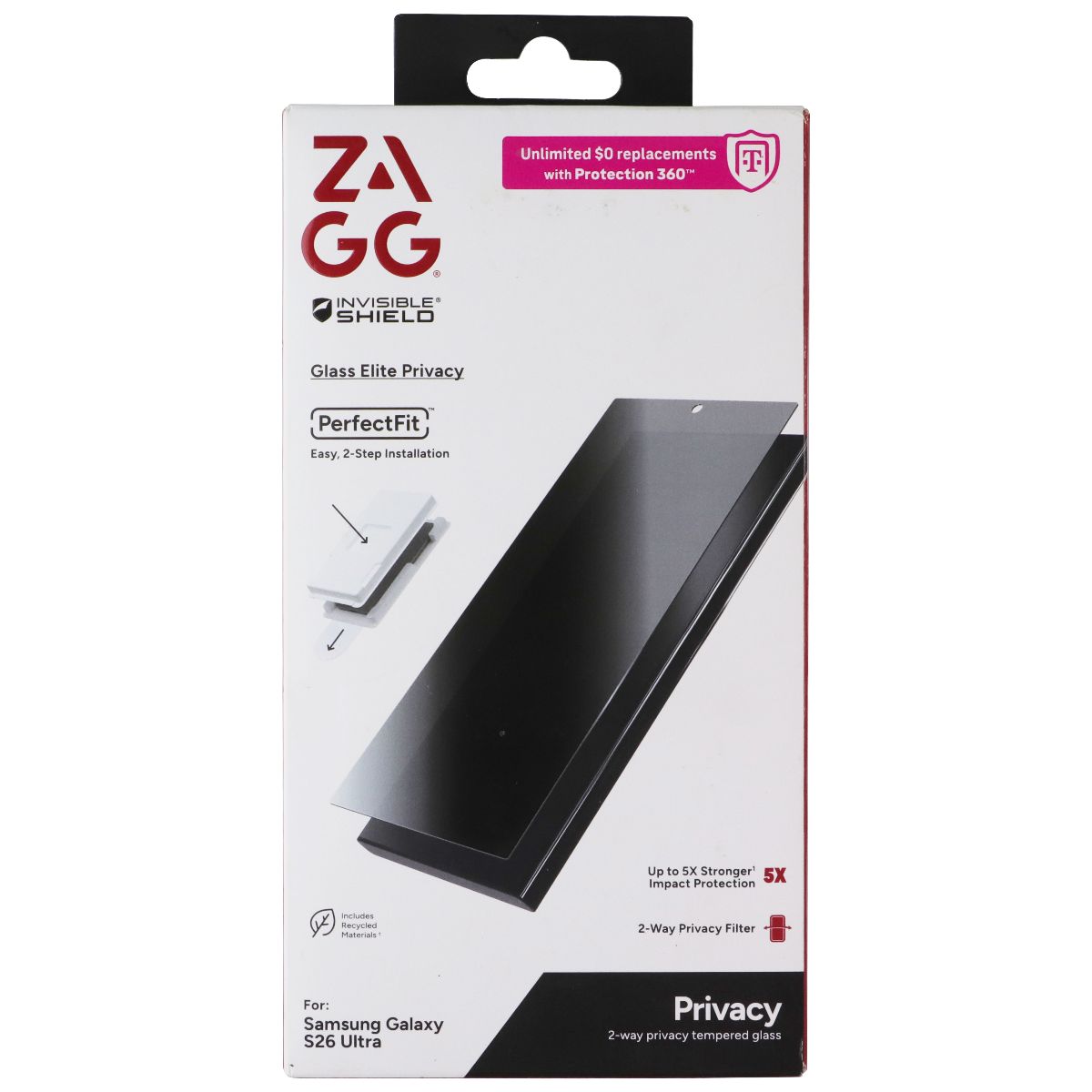ZAGG Glass Elite Privacy Screen Protector for Samsung Galaxy S26 Ultra