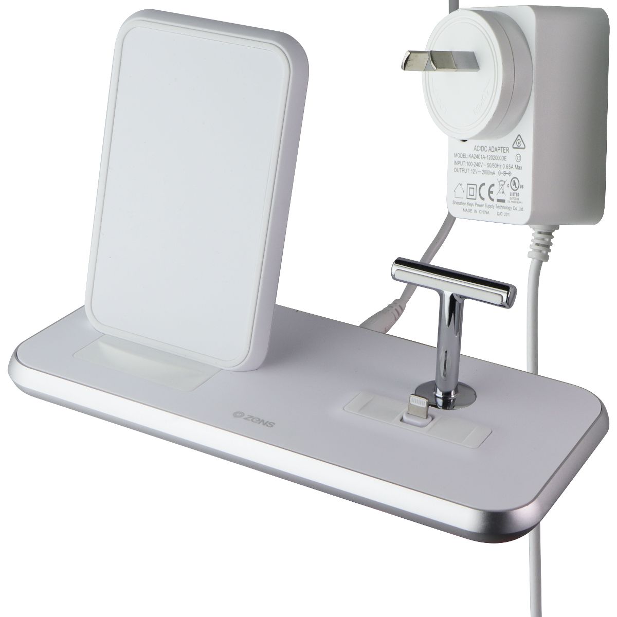 ZENS Stands + Dock Fast 20W Wireless Qi Charger for iPhone - White (AU PLUG) Cell Phone - Chargers & Cradles ZENS - Simple Cell Bulk Wholesale Pricing - USA Seller