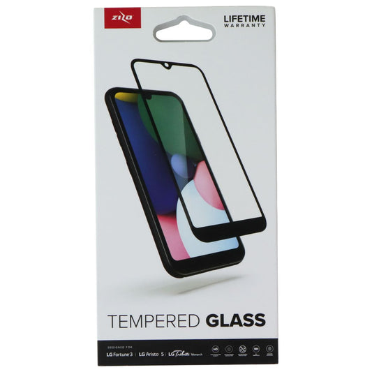 Zizo Tempered Glass for LG Fortune 3/Aristo 5/Tribute Monarch - Clear/Black Cell Phone - Screen Protectors Zizo - Simple Cell Bulk Wholesale Pricing - USA Seller