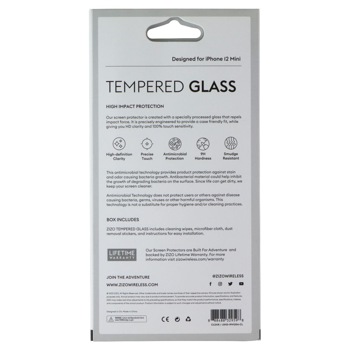 ZIZO Tempered Glass High Impact Protection for Apple iPhone 12 Mini - Clear Cell Phone - Screen Protectors Zizo - Simple Cell Bulk Wholesale Pricing - USA Seller
