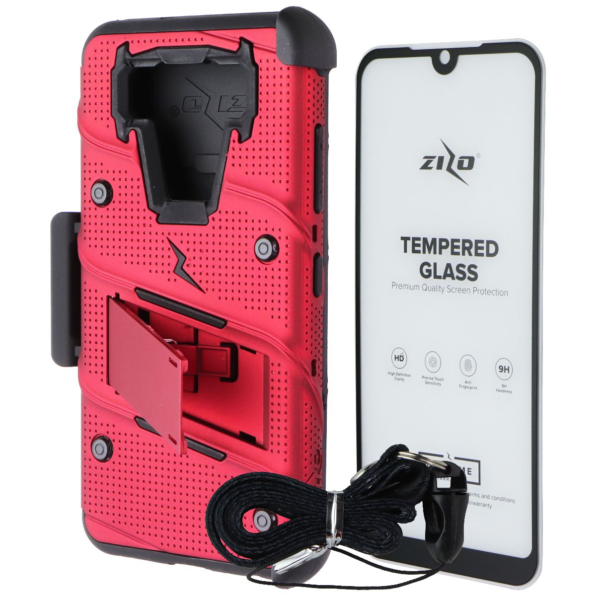 Zizo Bolt Series Case / Glass / Holster for LG Fortune 3/LG Aristo 5 - Red/Black Cell Phone - Cases, Covers & Skins Zizo - Simple Cell Bulk Wholesale Pricing - USA Seller
