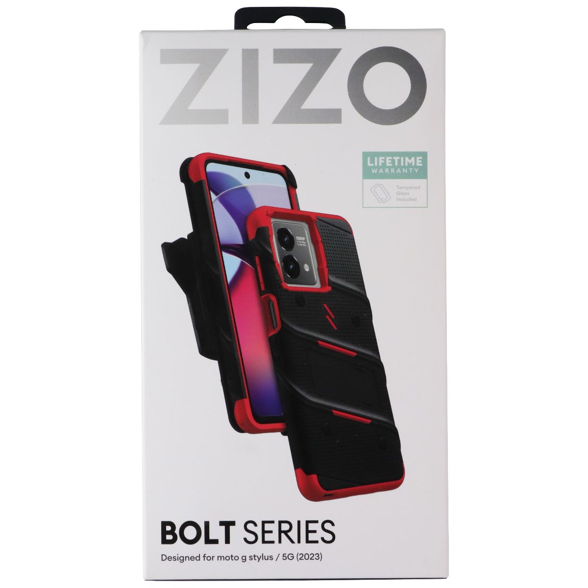 ZIZO Bolt Series (Case/Screen/Holster) for Moto G Stylus 5G (2023) - Black/Red Cell Phone - Cases, Covers & Skins Zizo - Simple Cell Bulk Wholesale Pricing - USA Seller