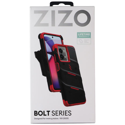 ZIZO Bolt Series (Case/Screen/Holster) for Moto G Stylus 5G (2023) - Black/Red