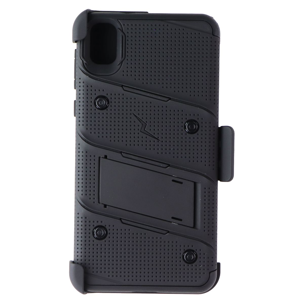 Zizo Bolt Series Case & Holster with Tempered Glass for Moto E6 - All Black