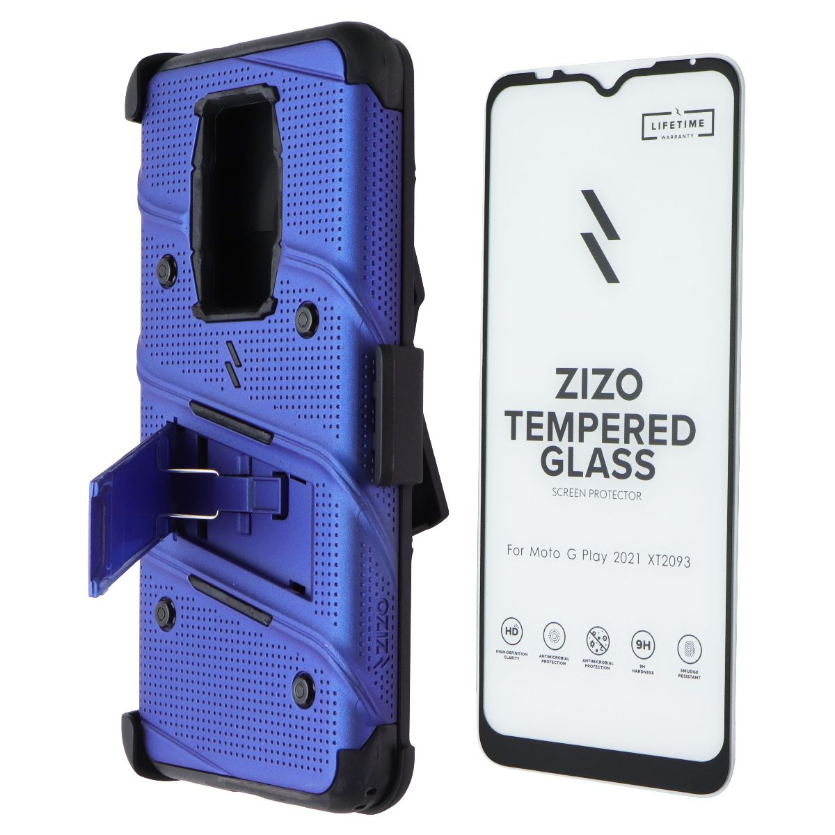ZIZO Bolt Series Case / Screen / Holster for Motorola Moto G Play (2021) - Blue Cell Phone - Cases, Covers & Skins Zizo - Simple Cell Bulk Wholesale Pricing - USA Seller