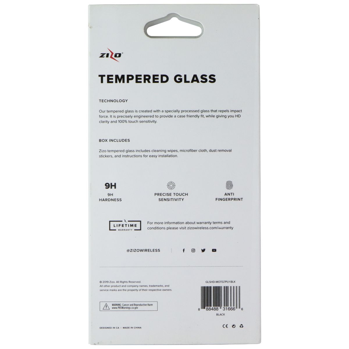 ZIZO Tempered Glass Screen Protector for Motorola Moto G7 PLAY - Black Cell Phone - Screen Protectors Zizo - Simple Cell Bulk Wholesale Pricing - USA Seller