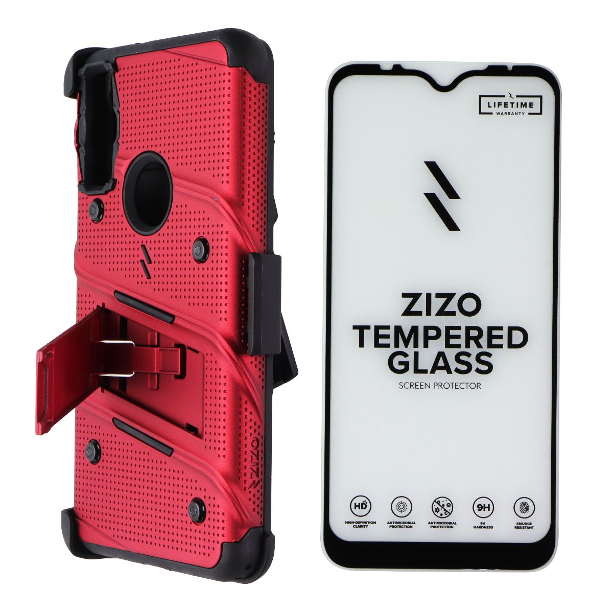 Zizo Bolt Series Case and Holster for Motorola Moto E (2020) - Red/Black Cell Phone - Cases, Covers & Skins Zizo - Simple Cell Bulk Wholesale Pricing - USA Seller
