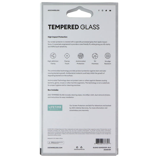 ZIZO Tempered Glass for Samsung Galaxy S22 Plus 5G - Black Edges Cell Phone - Screen Protectors Zizo - Simple Cell Bulk Wholesale Pricing - USA Seller