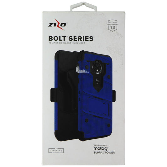 Zizo Bolt Series Case & Holster & Tempered Glass for Moto G7 Power - Blue/Black Cell Phone - Cases, Covers & Skins Zizo - Simple Cell Bulk Wholesale Pricing - USA Seller