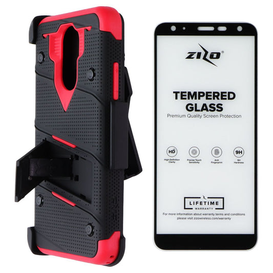 Zizo Bolt Series Case / Glass / Holster for LG Harmony 3/K40/Solo - Black/Red Cell Phone - Cases, Covers & Skins Zizo - Simple Cell Bulk Wholesale Pricing - USA Seller
