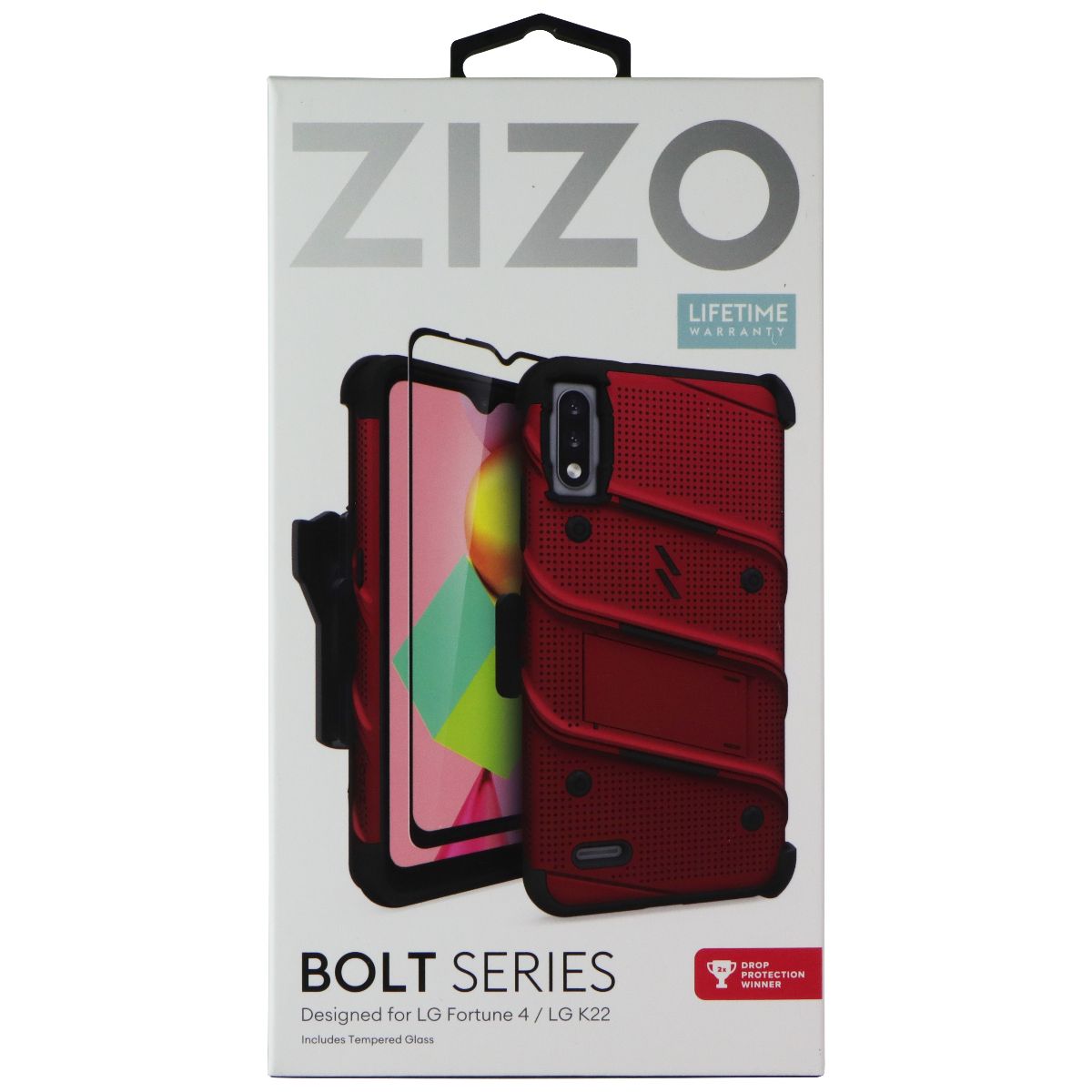 Zizo Bolt Series Case and Holster for LG Fortune 4 / LG K22 - Red/Black Cell Phone - Cases, Covers & Skins Zizo - Simple Cell Bulk Wholesale Pricing - USA Seller