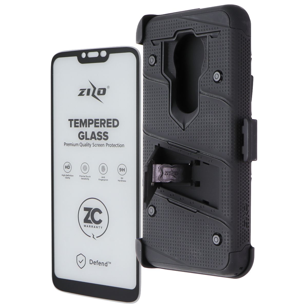 Zizo Bolt Series Case & Holster with Tempered Glass for Moto G7 Power - Black Cell Phone - Cases, Covers & Skins Zizo    - Simple Cell Bulk Wholesale Pricing - USA Seller