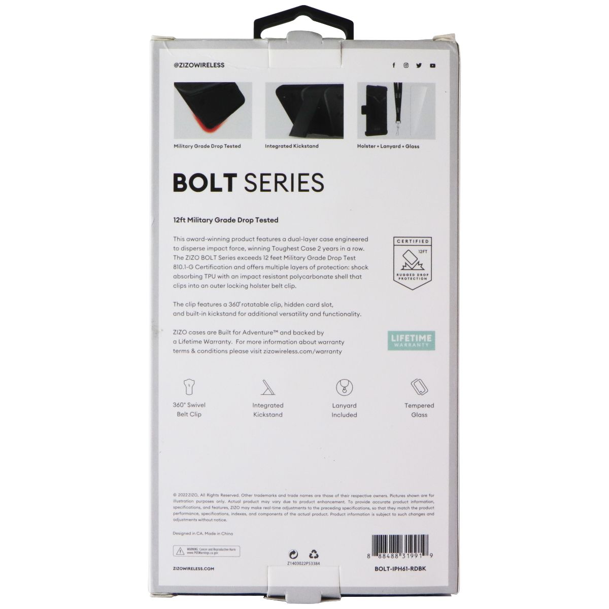 ZIZO Bolt Series (Case / Screen / Holster) for Apple iPhone 11 - Red/Black