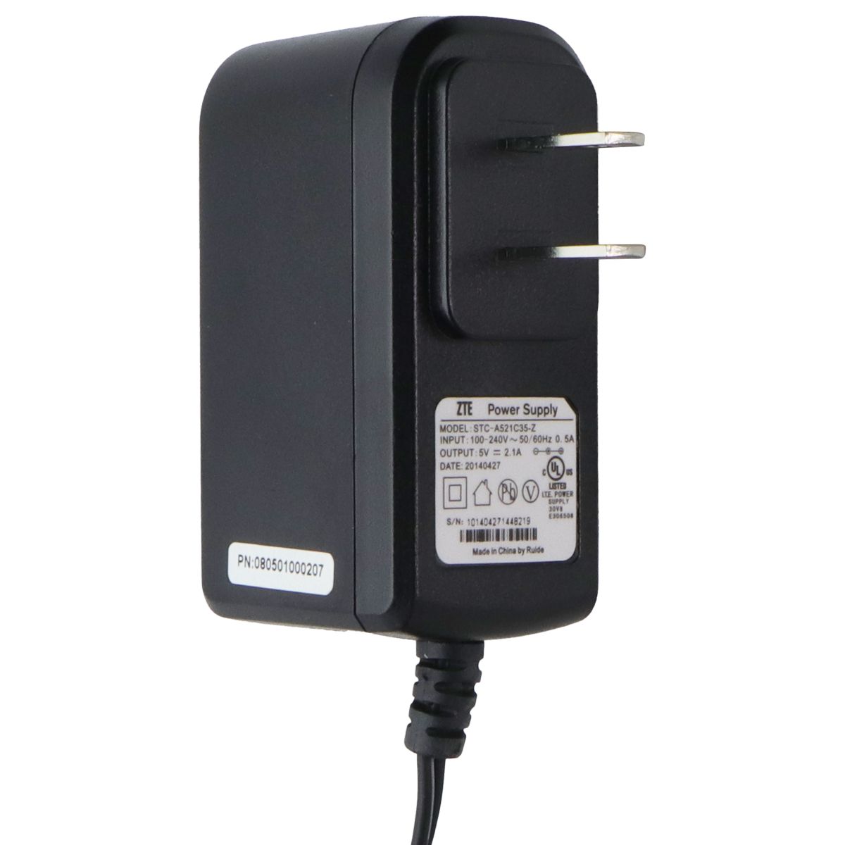 ZTE (5V / 2.1A) Power Supply - Black (STC-A521C35-Z) Multipurpose Batteries & Power - Multipurpose AC to DC Adapters ZTE - Simple Cell Bulk Wholesale Pricing - USA Seller