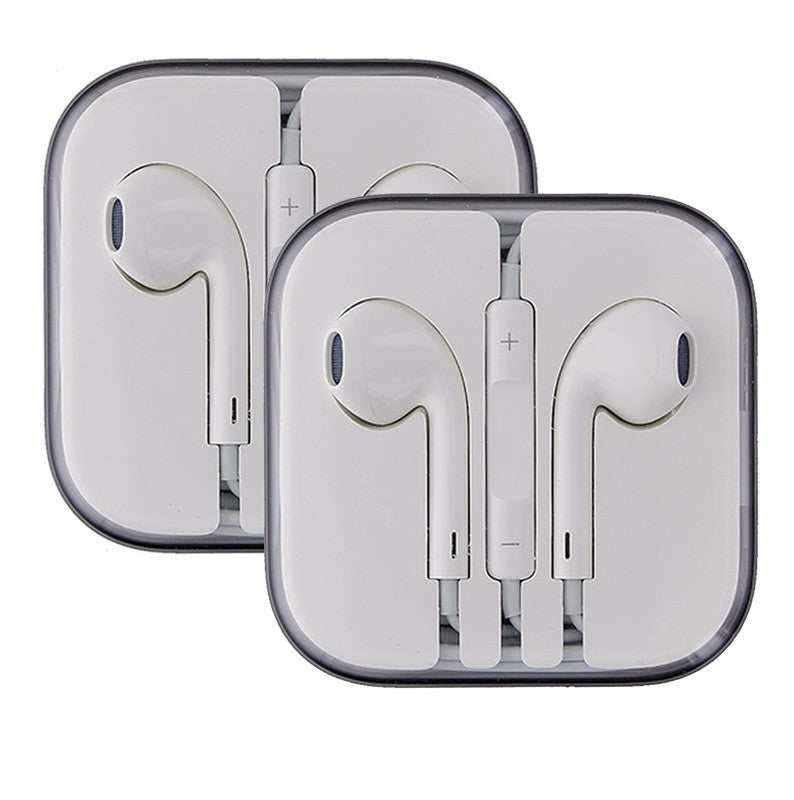 APPLE iPhone 5 6 Plus EarPods Earphones with Remote and Mic *Pack of 2* Cell Phone - Headsets Apple - Simple Cell Bulk Wholesale Pricing - USA Seller