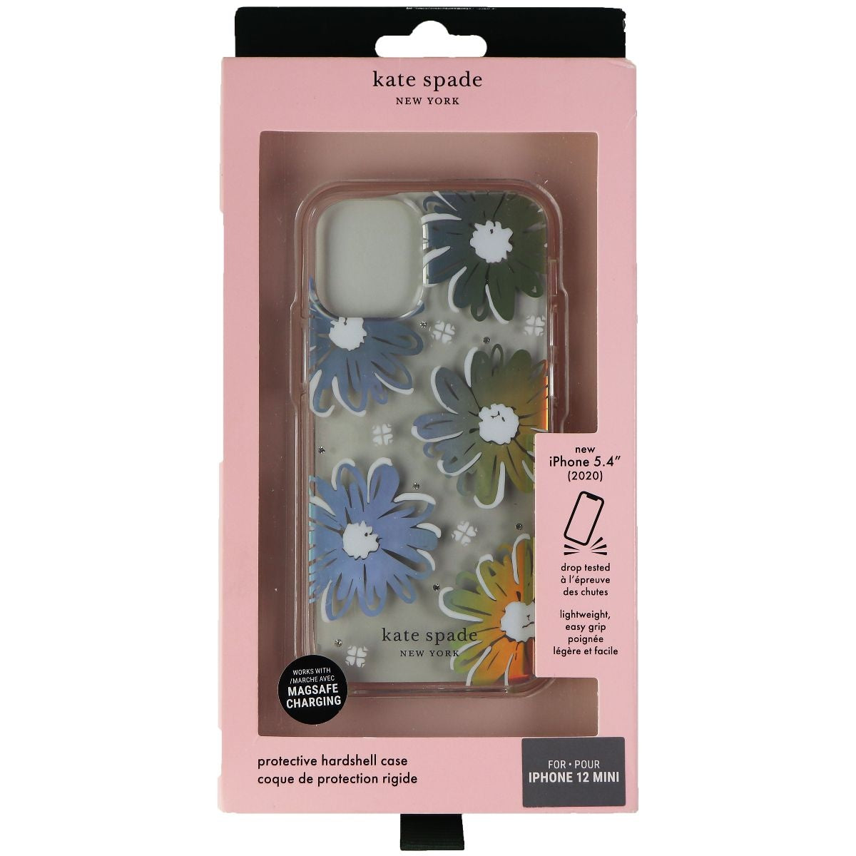 Kate Spade Protective Hardshell Case for Apple iPhone 12 mini - Daisy Iridescent Cell Phone - Cases, Covers & Skins Kate Spade New York    - Simple Cell Bulk Wholesale Pricing - USA Seller