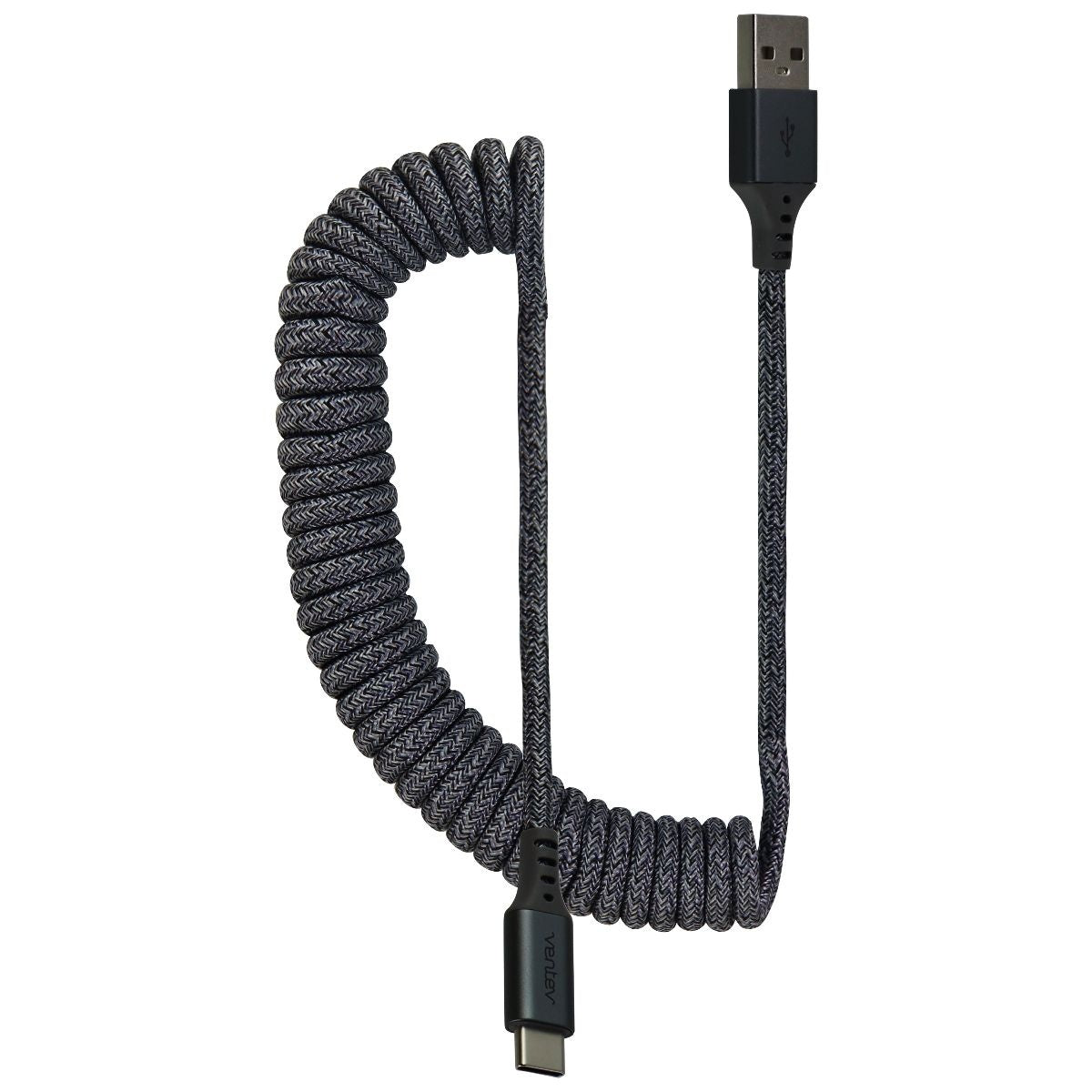 Ventev ChargeSync 14-inch Helix Cloth Covered USB-C to USB Braided Cable - Gray