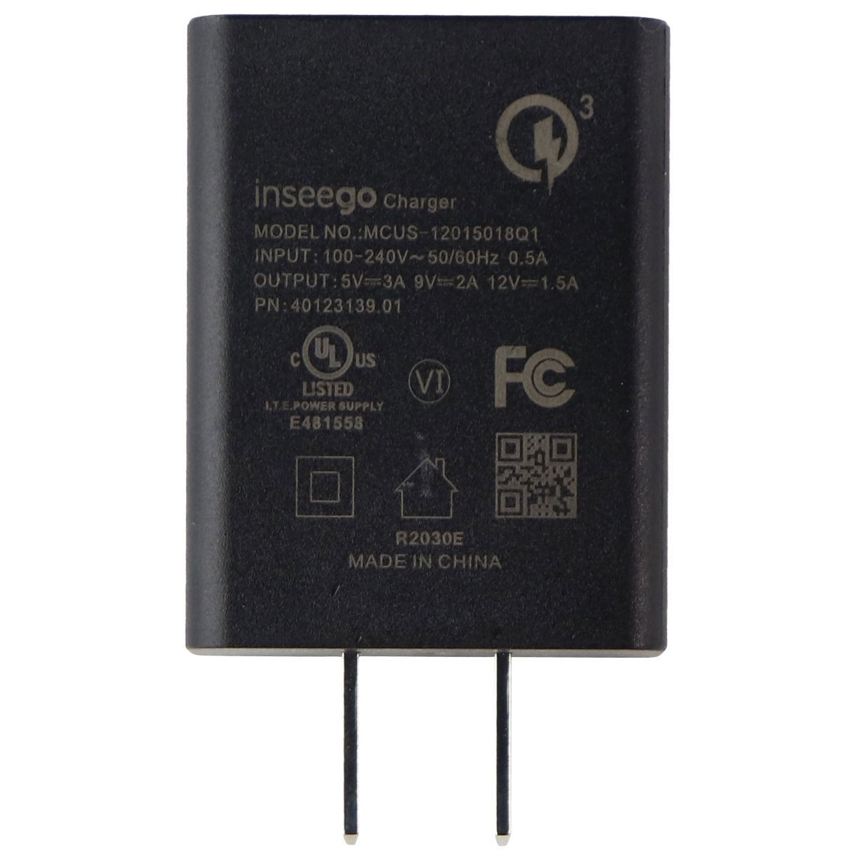 Inseego QuickCharge 3.0 Single USB Wall Charger/Adapter - Black MCUS-12015018Q1 Cell Phone - Chargers & Cradles inseego    - Simple Cell Bulk Wholesale Pricing - USA Seller