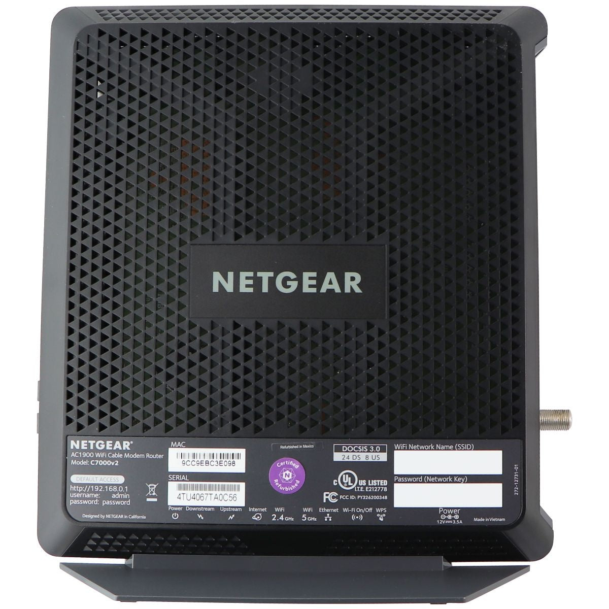 NETGEAR Nighthawk C7000 Cable Modem WiFi Router Combo / AC1900 / DOCSIS 3.0 Networking - Wireless Wi-Fi Routers Netgear - Simple Cell Bulk Wholesale Pricing - USA Seller